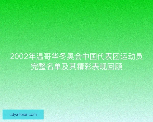 2002年温哥华冬奥会中国代表团运动员完整名单及其精彩表现回顾